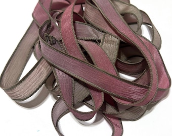 1PC. ROSET TAUPE 42" hand dyed wrist wrap bracelet silk ribbon//Yoga wrist wrap bracelet ribbons/ Boho Silk wrist wrap ribbon