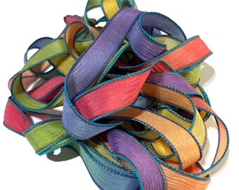 Ready to Ship! 1PC. BALLOON ANIMAL 42" hand dyed wrist wrap bracelet silk ribbon/Yoga wrist wrap bracelet ribbons/Boho Silk wrap ribbon