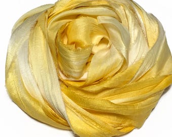 10YD MARIGOLD OMBRE Hand Dyed Sari Silk Ribbon by Color Burst Silk