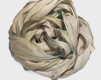 10YD SWEET SUCCULENT Hand Dyed Sari Silk Ribbon by Color Burst Silk