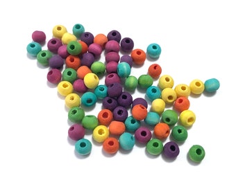 70pc HIPPIE UNICORN //6MM Round Natural Wooden Beads//Hand Dyed// DIY Craft Beads//Home Decor//Macrame//Garland