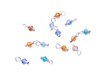 10PC SAND CASTLE Multi Faceted AB Finish Austrian Crystal Flower Bead Charm//High Quality Bead Charm Adorned with Silver Tone Accents