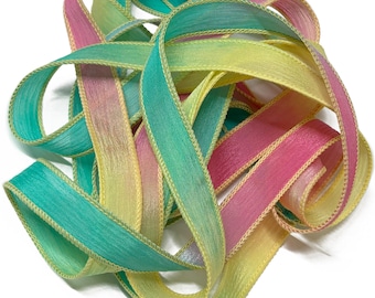 1PC. LUAU 42" hand dyed wrist wrap bracelet silk ribbon//Yoga wrist wrap bracelet ribbons/ Boho Silk wrist wrap ribbon