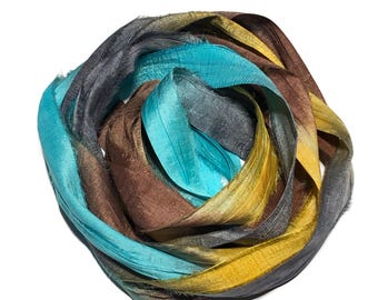 10YD FARMERS MARKET Hand Dyed Sari Silk Ribbon by Color Burst Silk