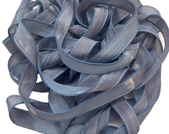 1PC. ACID WASH JEANS 42" hand dyed wrist wrap bracelet silk ribbon/bracelet/Boho Silk wrist wrap ribbon