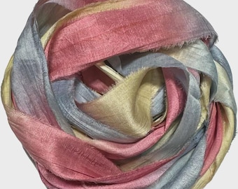 10YD COUNTRY APPLE Hand Dyed Sari Silk Ribbon by Color Burst Silk