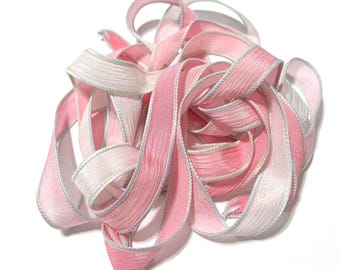 1PC. MINTY CORAL 42" hand dyed wrist wrap bracelet silk ribbon//Yoga wrist wrap bracelet ribbons/ Boho Silk wrist wrap ribbon