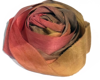 10YD CAJUN Hand Dyed Sari Silk Ribbon by Color Burst Silk