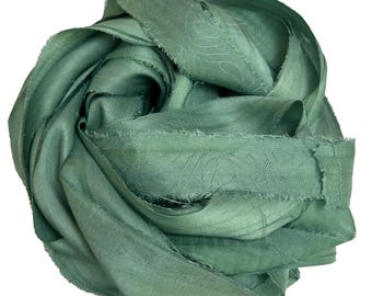 10YD YUCCA Hand Dyed Sari Silk Ribbon by Color Burst Silk