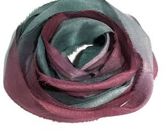 10YD ELECTRIC EEL Hand Dyed Sari Silk Ribbon by Color Burst Silk