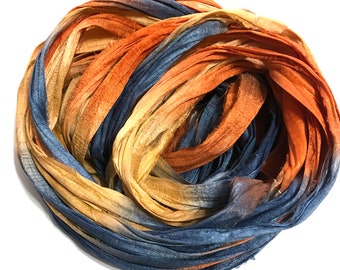 10YD SOUTHERN SUNSET    Sari Silk Ribbon Bundle//Journal Sari Silk Ribbon,Sari Tassels,Sari Wall Decor,Sari Dream Catcher Streamers