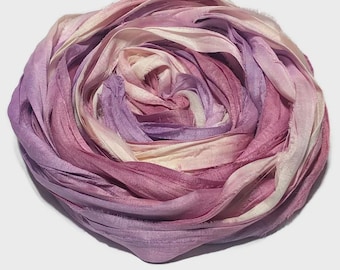 10YD WINE AND ROSED Hand Dyed Sari Silk Ribbon by Color Burst Silk