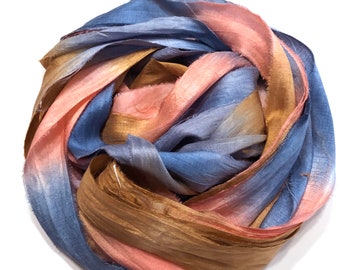 10YD SWEET DIXIE Sari Silk Ribbon//  Sari Silk Bundle, Sari Tassel, Sari Wall Decor, Sari Dream Catcher/Journal Ribbon/Weaving