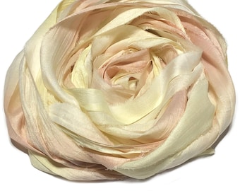 10YD SUGAR COOKIE Hand Dyed Sari Silk Ribbon by Color Burst Silk