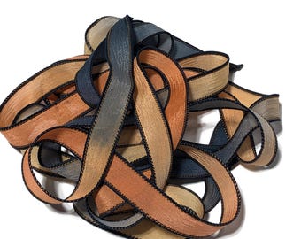 1PC. SOUTHERN SUNSET 42" hand dyed wrist wrap bracelet silk ribbon/Yoga wrap bracelet ribbon/Boho Silk wrist wrap ribbon