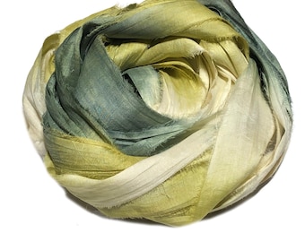10YD FOLIAGE Hand Dyed Sari Silk Ribbon by Color Burst Silk