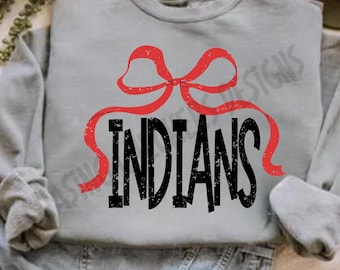 Red Bow Indians Team PNG - School Spirit Design (Digital Download)