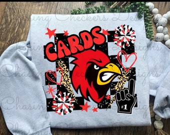 Checkered Cardinals PNG: School Spirit Download (Digital Download)