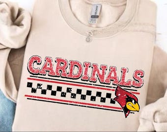 Checkered Cardinals PNG: School Spirit Design (Digital Download)