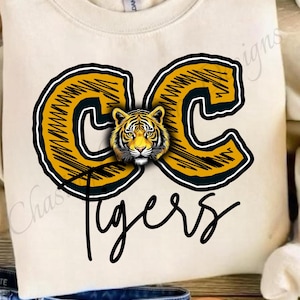 Clay County Tigers PNG: Gold and Black School Spirit Design (Digital Download)