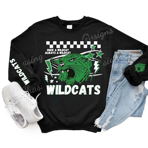 Green Wildcats download, school spirit, wildcats png, checkered wildcats