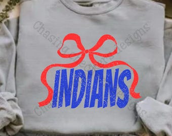 Red Bow Royal Blue Indians Team PNG - School Spirit (Digital Download)
