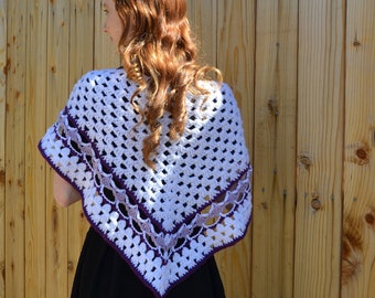 PDF Crochet Pattern: Helena Shawl, crochet shawl pattern, crochet triangle shawl pattern, womens crochet pattern, crochet lace shawl pattern