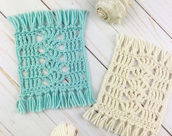 GEHAAKT PATROON: The Seaside Mug-tapijt, — Gehaakt mokkleedpatroon, gehaakt onderzetterpatroon, boho-moktapijt woondecoratie - DIRECT downloaden