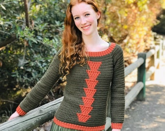 Timberlane Crochet Sweater Pattern for Women — Top Down Raglan Crochet Sweater, Cozy Crocheted Fall Sweater, PDF Instant Download