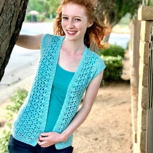 Summer Breeze Vest Crochet Pattern, Women&#39;s Crochet Summer Cardigan Pattern, Easy Sleeveless Crochet Vest