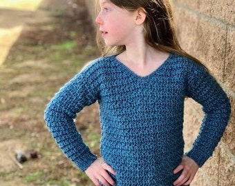 Patrón de suéter de crochet para niños: Patrón de crochet para niños de 2 a 12 años, suéter de crochet para niños, patrón de crochet en PDF para suéter Heidi