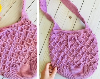 Patrón de crochet para bolso de cable con diamantes, bolso de mercado de crochet, patrón de bolso de crochet, patrón de crochet con puntada de diamantes, diamantes de crochet