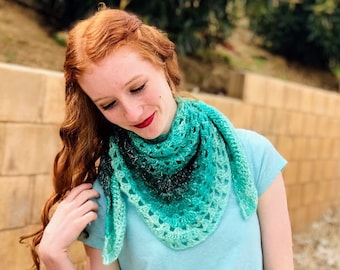 Jadestone Wrap Crochet Pattern — crochet triangle shawl pattern, crochet lace shawl, crochet wrap pattern, lace shawl pattern, easy shawl