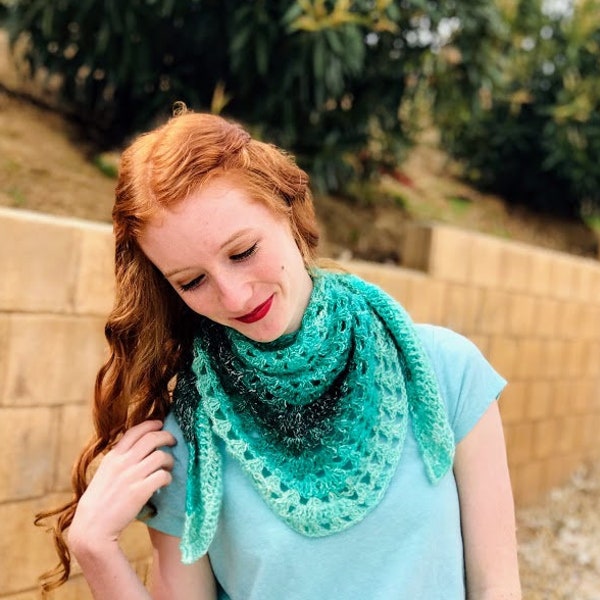 Jadestone Wrap Crochet Pattern — crochet triangle shawl pattern, crochet lace shawl, crochet wrap pattern, lace shawl pattern, easy shawl