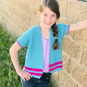Cotton Candy Cardigan Crochet Pattern - adjustable cardigan crochet pattern, crochet cardigan for kids, adjustable kid&#39;s crochet cardigan,