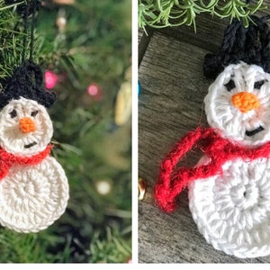 Crochet Snowman Ornament—snowman crochet pattern, Christmas ornament pattern, crochet Christmas decoration, Christmas crochet pattern