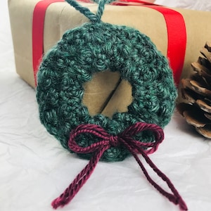 Crochet Wreath Ornament Pattern - Christmas Wreath Ornament, Crochet Christmas Ornaments, Christmas Decorations, PDF Digital Download