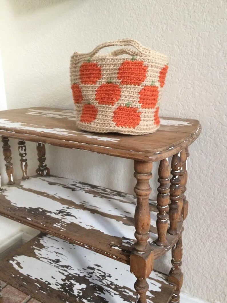 Crochet Pumpkin Basket PatternFall crochet basket, crochet Fall decoration, crochet home decor, easy crochet basket, tapestry crochet image 6