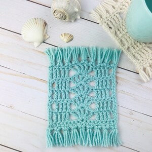 CROCHET PATTERN: The Seaside Mug Rug, Crochet Mug Rug Pattern, Crochet Coaster Pattern, Boho Mug Rug Home Decor INSTANT Download image 8