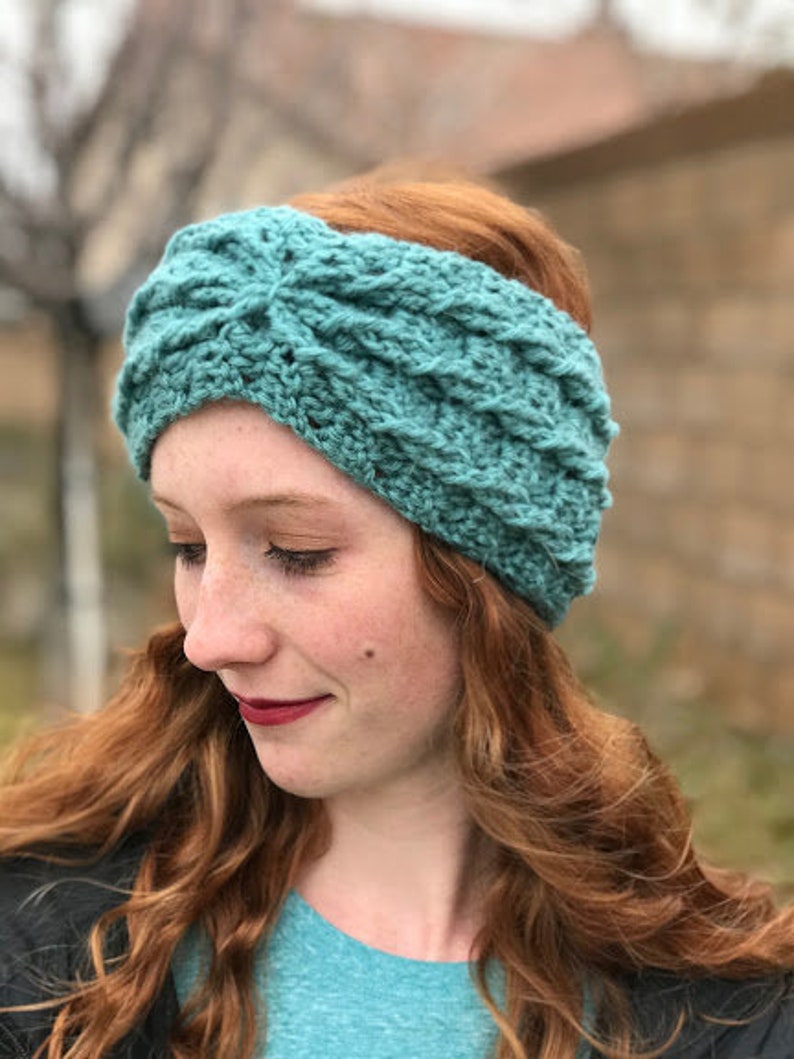 PDF Crochet Pattern: Alicia Ear Warmer Crochet Pattern, crochet headband pattern, crochet ear warmer, crochet headwrap, women's crochet image 3