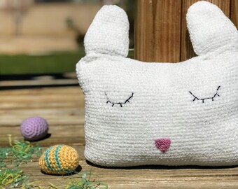 Easter Bunny Crochet Pillow—Velveteen Rabbit pillow, Easter crochet pattern, crochet pillow pattern, crochet home decor pattern