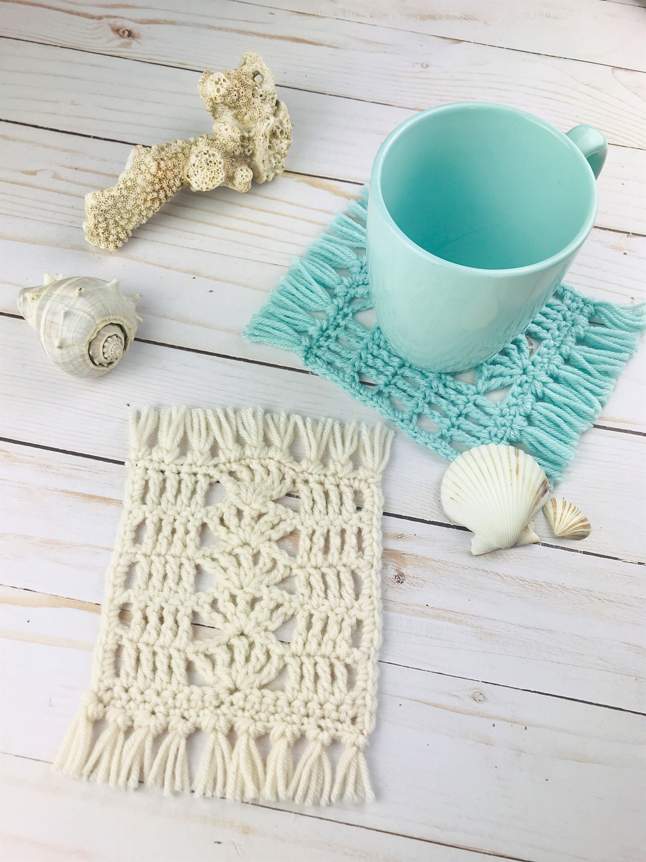 CROCHET PATTERN the Seaside Mug Rug Crochet Mug Rug Etsy