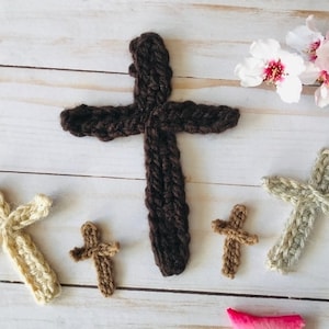 CROSS APPLIQUE Crochet Pattern in 3 Sizes - flat crochet cross pattern, christian crochet patterns, Easter crochet pattern