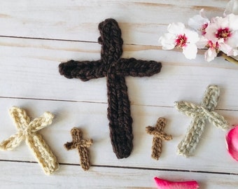 CROSS APPLIQUE Crochet Pattern in 3 Sizes - flat crochet cross pattern, christian crochet patterns, Easter crochet pattern