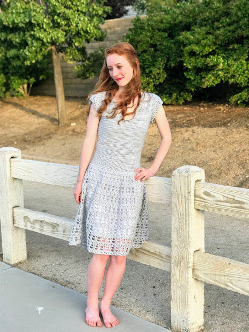 Patrón de vestido parisino de crochet: vestido de verano de crochet para mujer en tallas grandes, patrón de vestido de crochet con encaje imagen 3