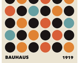 Bauhaus Poster, Bauhaus Circles Print, Bauhaus 1919 Poster, Home Decor, Wall Art, Sizes A0/A1/A2/A3/A4