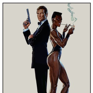 Ein Blick auf ein Kill Film Poster, James Bond Poster Download, druckbares Poster, James Bond Wandkunst, handgezeichnetes Kunstwerk, sofort Download
