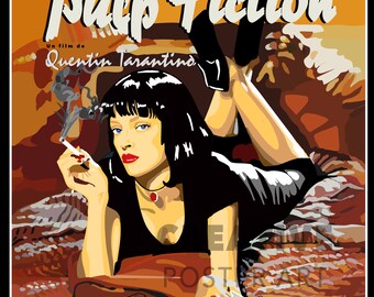 Pulp Fiction-poster: handgetekende filmkunst (digitale download)