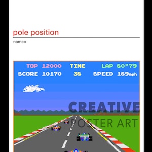 Impressão de Atari Pole Position: Pôster de jogos retrô (download digital)