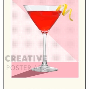 Cartel de cóctel cosmopolita, impresión Cosmo, arte de pared de cóctel Cosmo, decoración del hogar, arte de bar, impresión de cóctel, cartel de Cosmo, arte de bar, decoración de bar